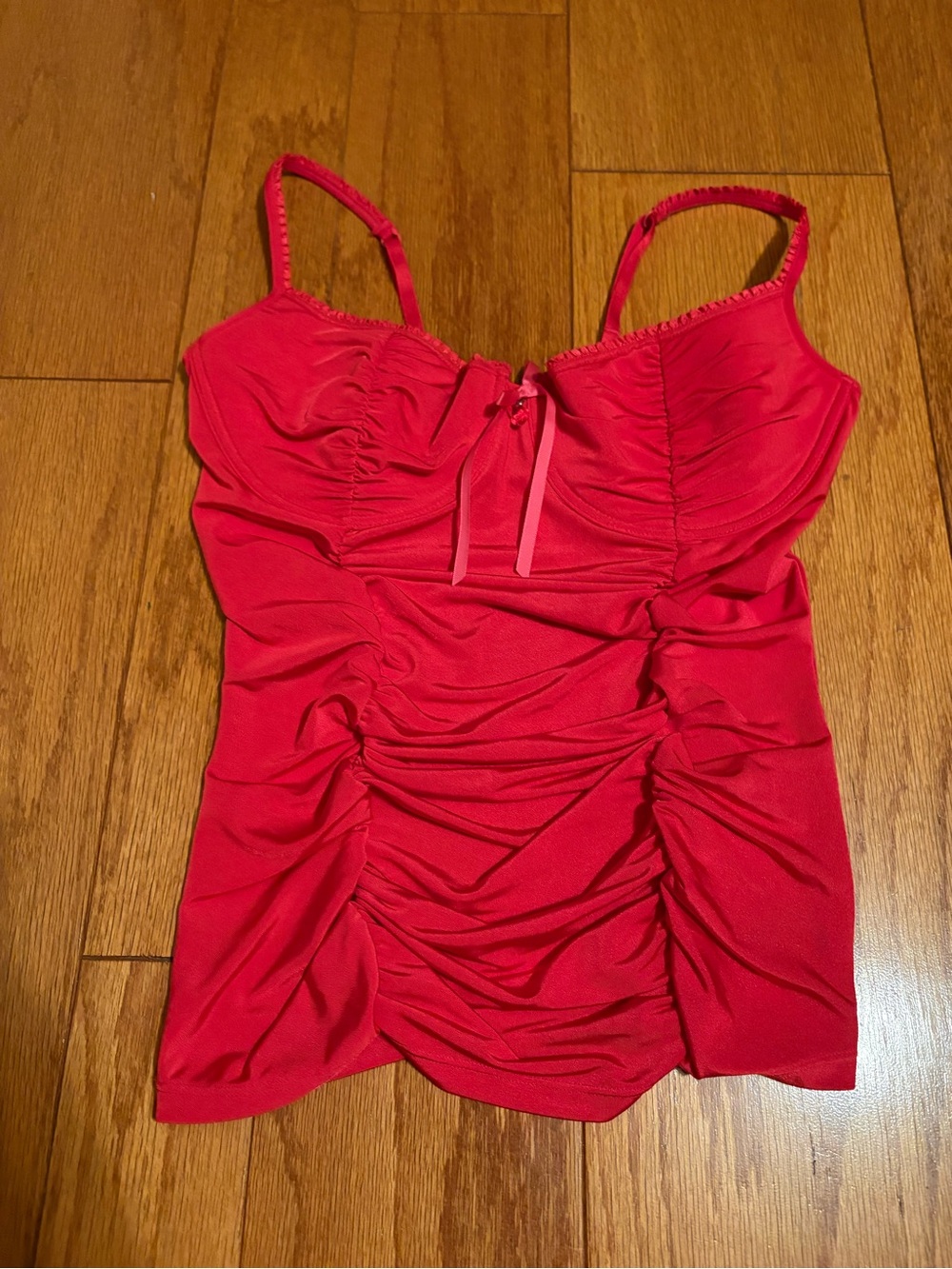 NWT Victorias Secret Red Ruched Tank Cami Top Size Medium